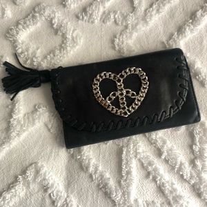 Betsey Johnson black leather trifold wallet